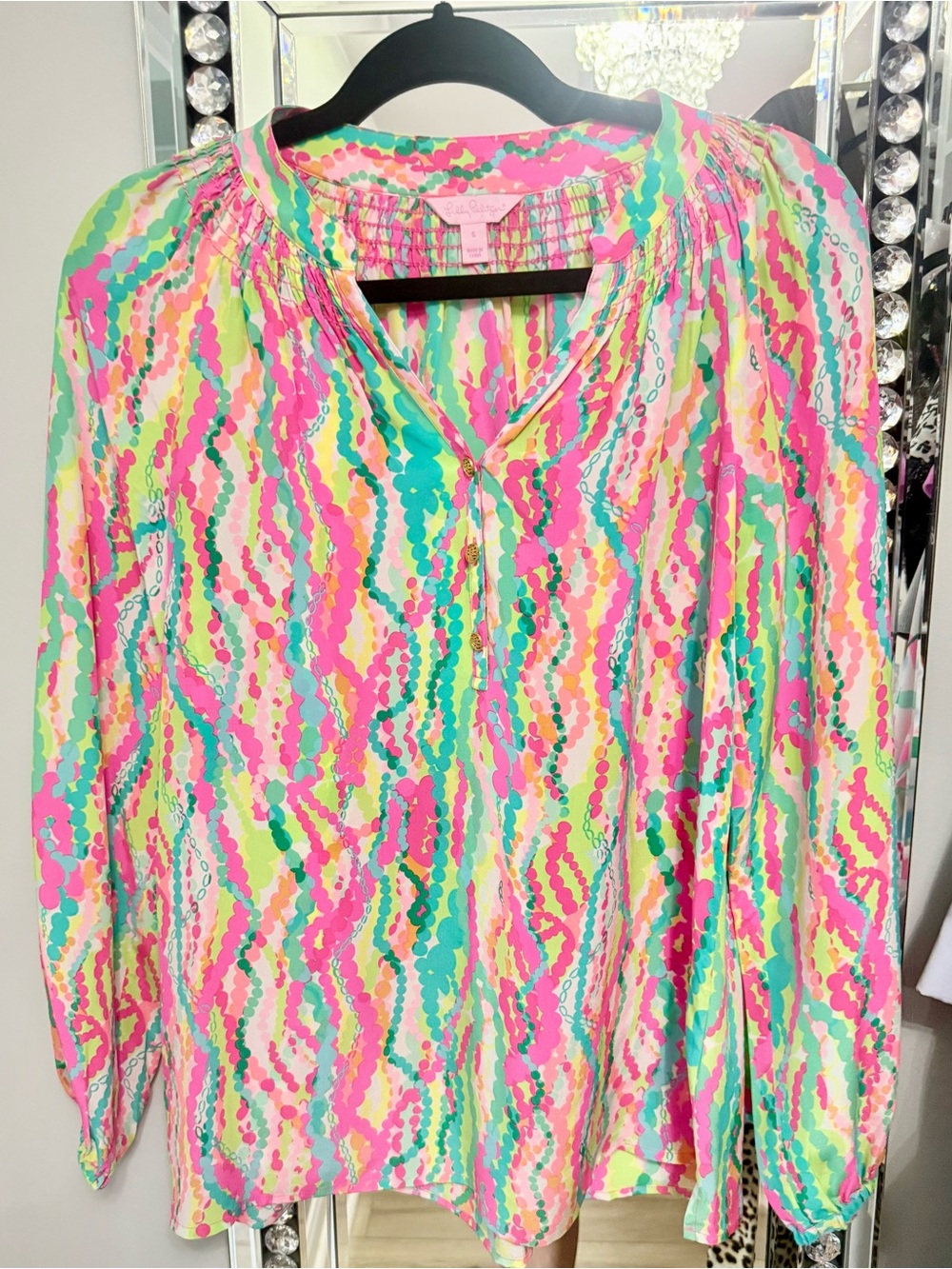 Lilly Pulitzer Multicolor gorgeous Wave-Print Elsa Blouse - Exc. cond! S